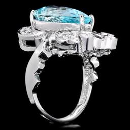 14k Gold 4.50ct Aquamarine 0.75ct Diamond Ring