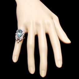 14k Gold 4.50ct Aquamarine 0.75ct Diamond Ring