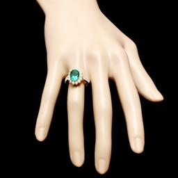 14k Gold 2.65ct Emerald 1.10ct Diamond Ring