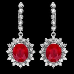 14k Gold 11.30ct Ruby 1.80ct Diamond Earrings