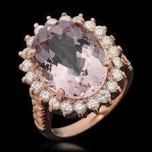 14k Gold 9.73ct Kunzite & 1.47ct Diamond Ring