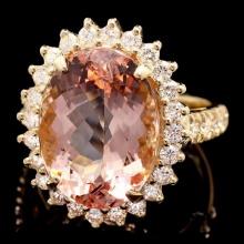 14k Gold 8.80ct Morganite 1.10ct Diamond Ring