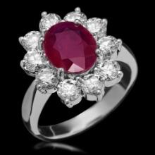 14K Gold 2.95ct Ruby & 2.20ct Diamond Ring