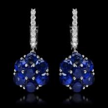 14k White Gold 5.64ct Sapphire 0.58ct Diamond Earrings