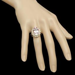 14K Gold 5.90ct Kunzite 1.76ct Diamond Ring