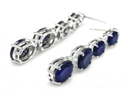 14k Gold 12.5ct Sapphire .35ct Diamond Earrings