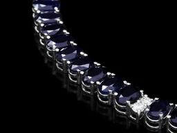 14k Gold 53ct Sapphire 1.20ct Diamond Necklace