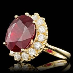 14k Yellow Gold 12.00ct Ruby 1.45ct Diamond Ring