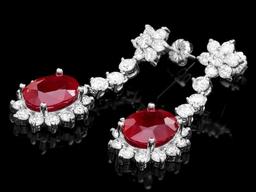 14k Gold 10.00ct Ruby 3.90ct Diamond Earrings