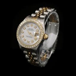Rolex DateJust Two-Tone 26mm Custom Diamond Bezel Women's
