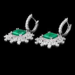 14K Gold 5.68ct Emerald 5.75ct Diamond Earrings