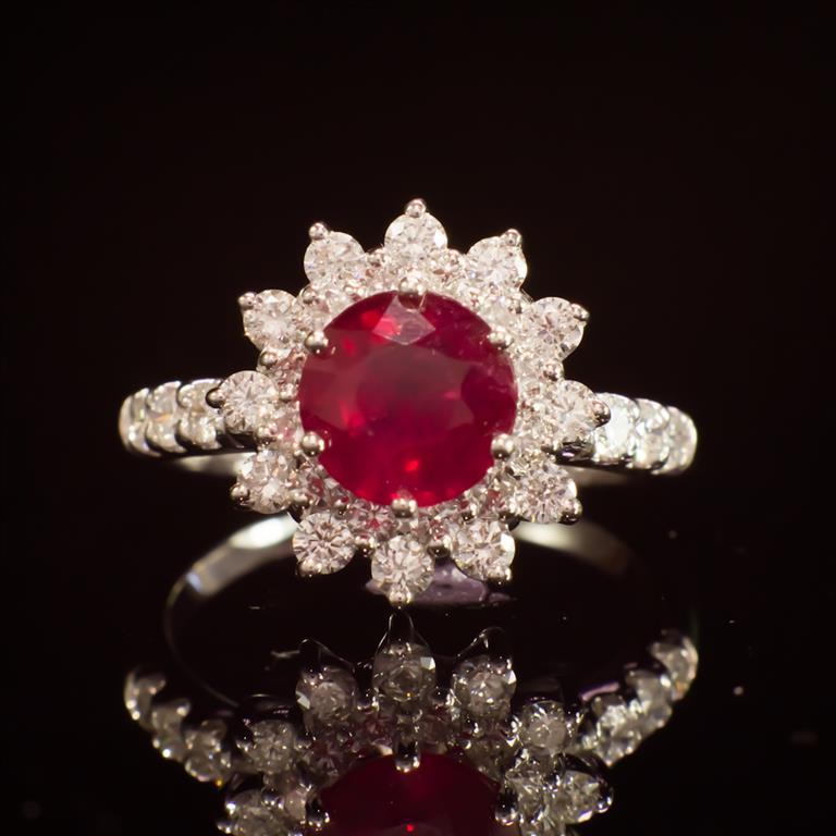 14K Gold 2.34ct Ruby 1.20ct Diamond Ring