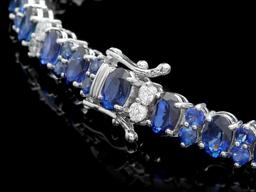 14k Gold 19ct Sapphire 1.35ct Diamond Bracelet