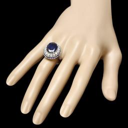 14k Gold 9.35ct Sapphire 0.55ct Diamond Ring