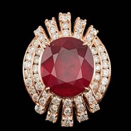 14k Rose Gold 11.00ct Ruby 2.10ct Diamond Ring
