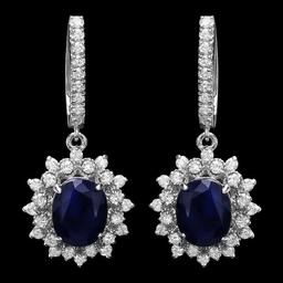 14k Gold 5.5ct Sapphire 1.70ct Diamond Earrings