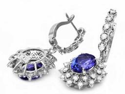 14k Gold 5ct Tanzanite 1.60ct Diamond Earrings