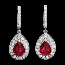 14k Gold 6.50ct Ruby 1.70ct Diamond Earrings