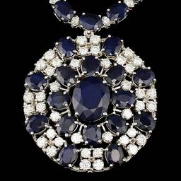 14k Gold 67ct Sapphire 5.70ct Diamond Necklace