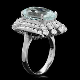 14k Gold 8.50ct Aquamarine 2.00ct Diamond Ring