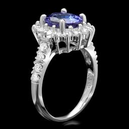 14k White Gold 2.5ct Tanzanite 1ct Diamond Ring