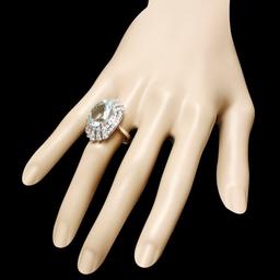14k Gold 8.50ct Aquamarine 2.00ct Diamond Ring