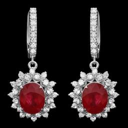 14k Gold 8.00ct Ruby 2.00ct Diamond Earrings