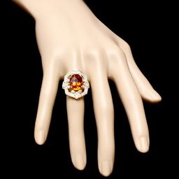 14k Gold 5.40ct Citrine 1.30ct Diamond Ring