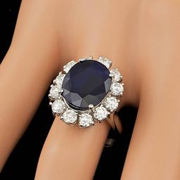 14k Gold 8.00ct Sapphire 1.70ct Diamond Ring