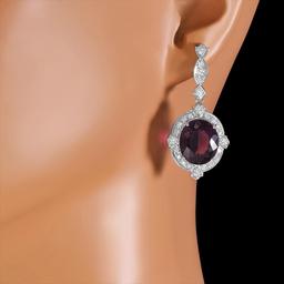 14k Gold 16.35ct Amethyst 1.85ct Diamond Earrings