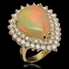 14K Gold 9.62ct Opal & 3.50ct Diamond Ring