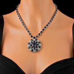 14k Gold 67ct Sapphire 5.70ct Diamond Necklace