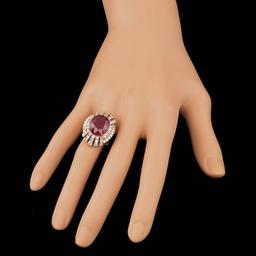 14k Rose Gold 11.00ct Ruby 2.10ct Diamond Ring