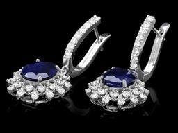 14k Gold 5.5ct Sapphire 1.70ct Diamond Earrings