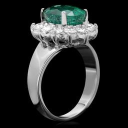 14k White Gold 3.50ct Emerald 1.10ct Diamond Ring