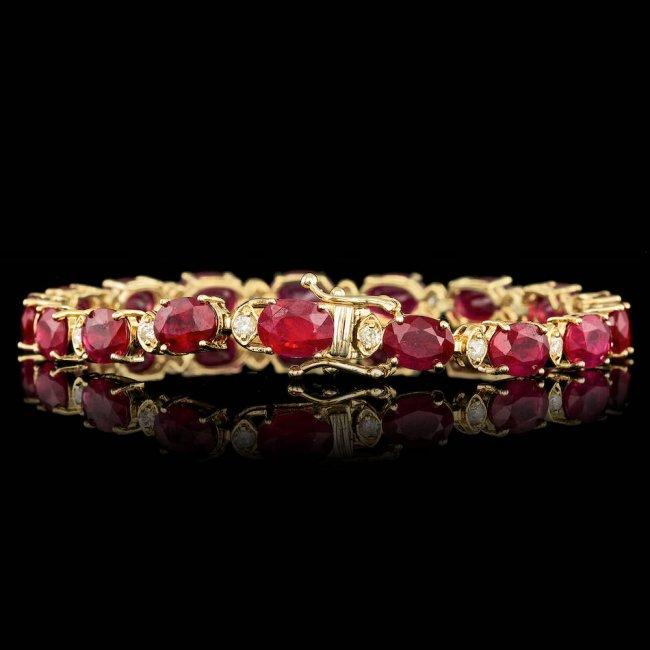 14k Gold 28.00ct Ruby 1.00ct Diamond Bracelet