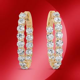 14K Gold 5.30cts Diamond Hoop Earrings