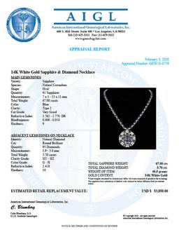 14k Gold 67ct Sapphire 5.70ct Diamond Necklace