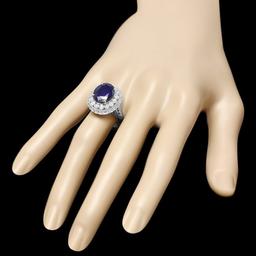 14k Gold 5.20ct Sapphire 0.85ct Diamond Ring