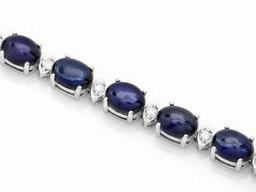 14k Gold 29ct Sapphire 0.75ct Diamond Bracelet