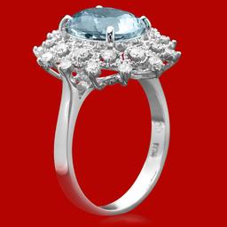 14k Gold 3.23ct Aquamarine 0.65ct Diamond Ring