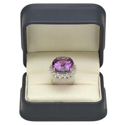 14K Gold 22.33ct Amethyst 0.90ct Diamond Ring