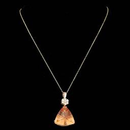 14k Gold 22.00ct Citrine 0.70ct Diamond Pendant