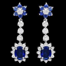 14k Gold 3.85ct Sapphire 2ct Diamond Earrings