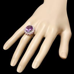 14k Gold 6.50ct Amethyst 0.35ct Diamond Ring