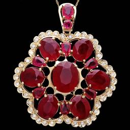 14k Yellow Gold 37ct Ruby 0.90ct Diamond Pendant