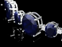 14k W Gold 164ct Sapphire 1.85ct Diamond Necklace