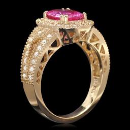 14k Gold 2.4ct Tourmaline .75ct Diamond Ring