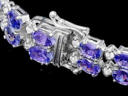 14k 20.00ct Tanzanite 1.30ct Diamond Bracelet