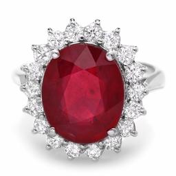 14k White Gold 6.15ct Ruby 0.80ct Diamond Ring